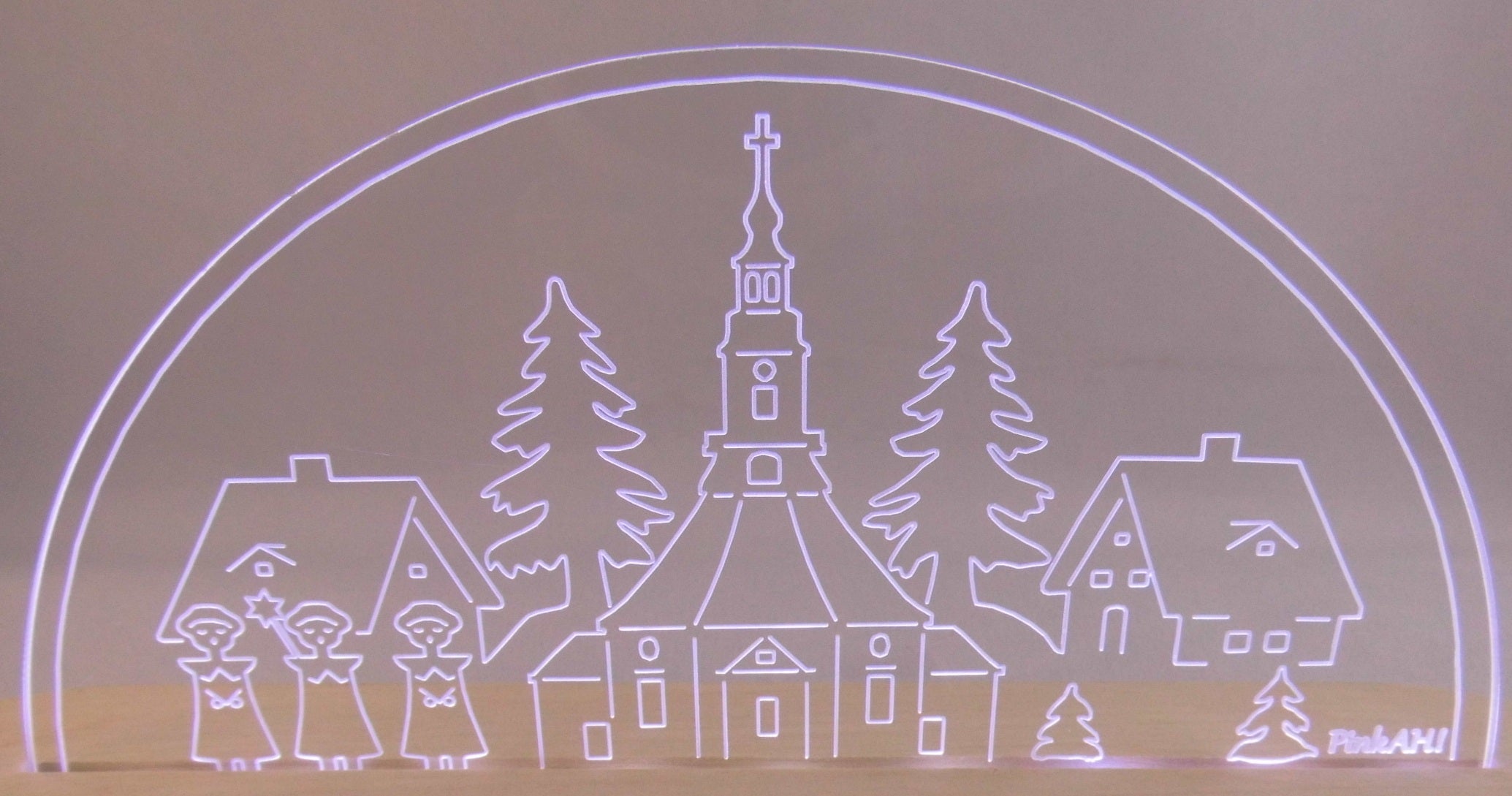 Wechselmotiv Seiffener Kirche Motiv für LED Schwibbogen Sockel